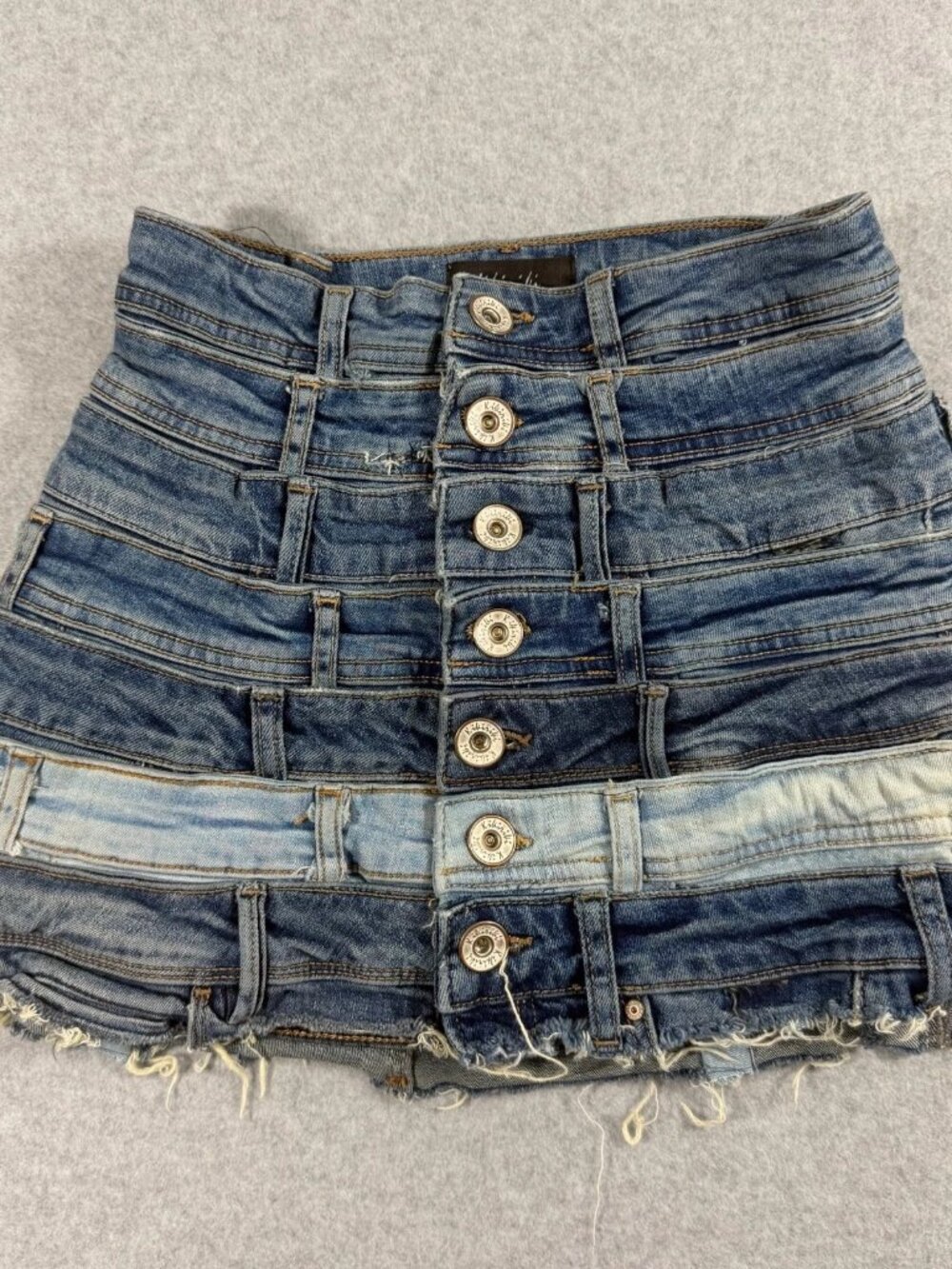 Kikiriki Women’s S Blue Patchwork Denim Mini Skirt